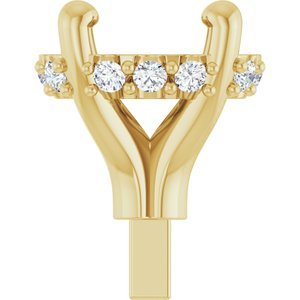 14K Geelgoud 5x3 mm Ovaal .03 CTW Natuurlijke Diamant Semi-Gezet Zetkop met stift