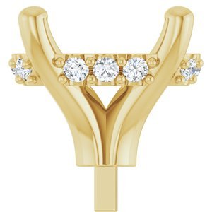 14K Geelgoud 8x6 mm Ovaal .05 CTW Natuurlijke Diamant Semi-Gezet Zetkop met stift