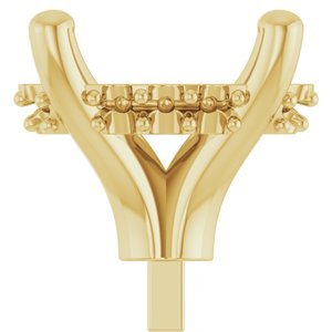 14K Geelgoud 8x6 mm Ovaal 4-Prong Hidden Halo Zetkop met stift