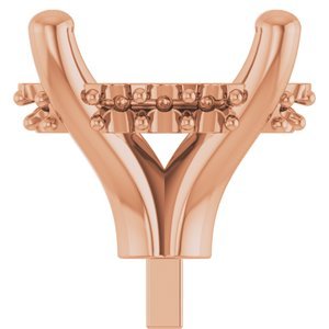 14K Roségoud 8x6 mm Ovaal 4-Prong Hidden Halo Zetkop met stift