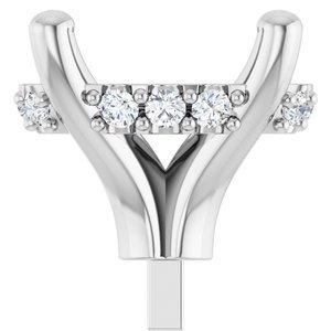 14K Witgoud 8x6 mm Ovaal .05 CTW Natuurlijke Diamant Semi-Gezet Zetkop met stift