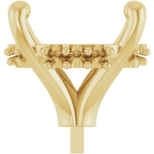 14K Geelgoud 11x9 mm Ovaal 4-Prong Hidden Halo Zetkop met stift