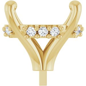 14K Geelgoud 11x9 mm Ovaal 1/10 CTW Natuurlijke Diamant Semi-Gezet Zetkop met stift