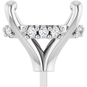 14K Witgoud 11x9 mm Ovaal 1/10 CTW Natuurlijke Diamant Semi-Gezet Zetkop met stift