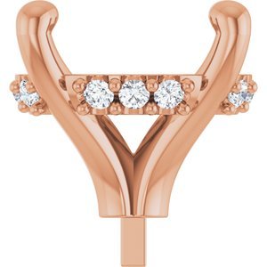 14K Roségoud 10x8 mm Ovaal .08 CTW Natuurlijke Diamant Semi-Gezet Zetkop met stift