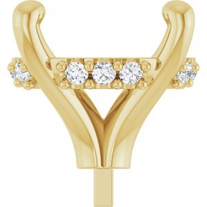 14K Geelgoud 10x8 mm Ovaal .08 CTW Lab-grown Diamant Semi-Gezet Zetkop met stift