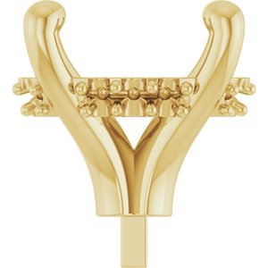 14K Geelgoud 9x7 mm Ovaal 4-Prong Hidden Halo Zetkop met stift