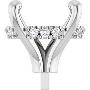 14K Witgoud 9x7 mm Ovaal .08 CTW Natuurlijke Diamant Semi-Gezet Zetkop met stift