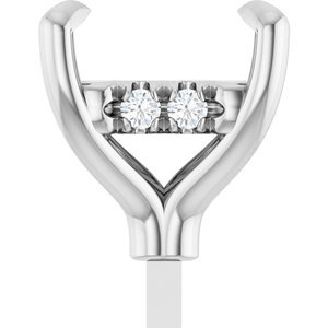 14K Witgoud 6.5x5mm Emerald .06 CTW Natuurlijke Diamant Semi-Gezet Hidden Halo-stijl Zetkop met stift