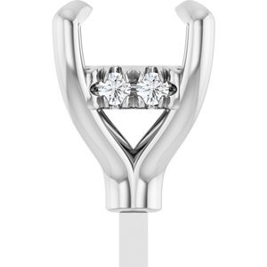 14K Witgoud 6.5x5mm Emerald .06 CTW Natuurlijke Diamant Semi-Gezet Hidden Halo-stijl Zetkop met stift - Afbeelding 3
