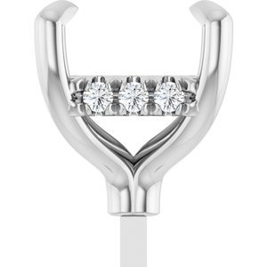 14K Witgoud 9.5x7 mm Emerald 1/10 CTW Lab-grown Diamant Semi-Gezet Hidden Halo-stijl Zetkop met stift - Afbeelding 3