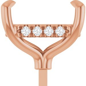 14K Roségoud 9.5x7 mm Emerald 1/10 CTW Natuurlijke Diamant Semi-Gezet Hidden Halo-stijl Zetkop met stift