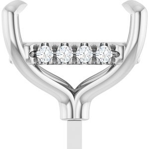 14K Witgoud 9.5x7 mm Emerald 1/10 CTW Lab-grown Diamant Semi-Gezet Hidden Halo-stijl Zetkop met stift