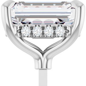 14K Witgoud 9.5x7 mm Emerald 1/10 CTW Lab-grown Diamant Semi-Gezet Hidden Halo-stijl Zetkop met stift - Afbeelding 5
