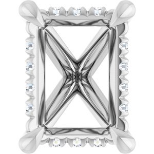 14K Witgoud 9.5x7 mm Emerald 1/10 CTW Lab-grown Diamant Semi-Gezet Hidden Halo-stijl Zetkop met stift - Afbeelding 2