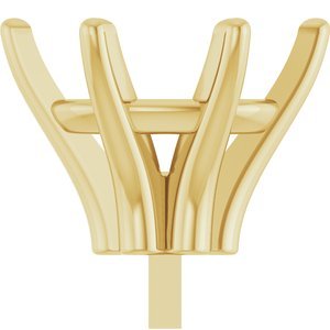 14K Geelgoud 9x7 mm Ovaal 6-Prong Railed Zetkop met stift