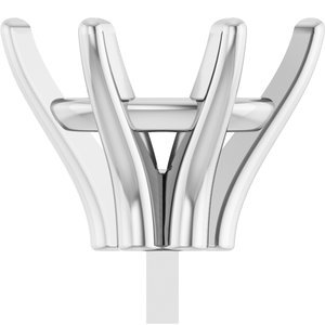 14K Witgoud 9x7 mm Ovaal 6-Prong Railed Zetkop met stift