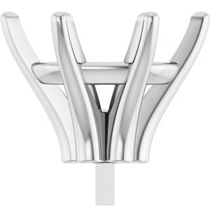 18K Witgoud 10x8 mm Ovaal 6-Prong Railed Zetkop met stift