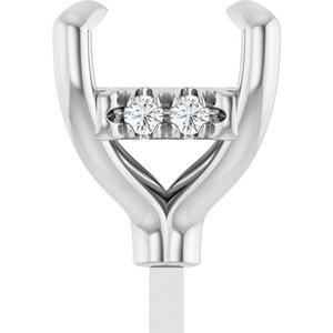 14K Witgoud 8.5x6 mm Emerald .07 CTW Natuurlijke Diamant Semi-Gezet Hidden Halo-stijl Zetkop met stift - Afbeelding 3