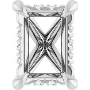 14K Witgoud 8.5x6 mm Emerald .07 CTW Natuurlijke Diamant Semi-Gezet Hidden Halo-stijl Zetkop met stift - Afbeelding 2
