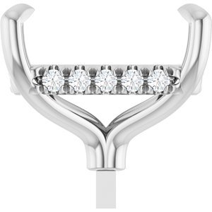 14K Witgoud 10.5x8 mm Emerald 1/10 CTW Natuurlijke Diamant Semi-Gezet Hidden Halo-stijl Zetkop met stift