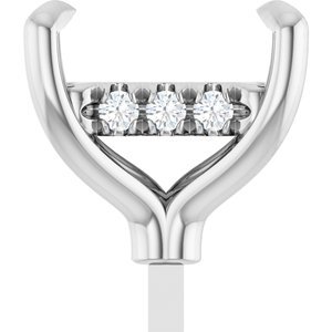 14K Witgoud 7.5x5 mm Emerald .07 CTW Natuurlijke Diamant Semi-Gezet Hidden Halo-stijl Zetkop met stift