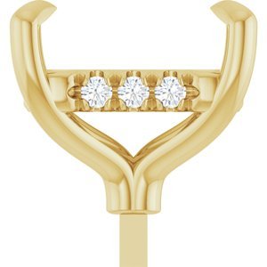 14K Geelgoud 8.5x6 mm Emerald  .07 CTW Natuurlijke Diamant Semi-Gezet Hidden Halo-stijl Zetkop met stift