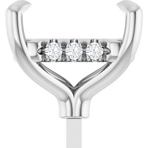 14K Witgoud 8.5x6 mm Emerald .07 CTW Lab-grown Diamant Semi-Gezet Hidden Halo-stijl Zetkop met stift