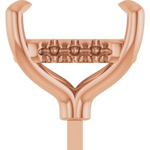 14K Roségoud 8.5x6 mm Emerald 4-Prong Pre-Notched Claw Hidden Halo-stijl Zetkop met stift