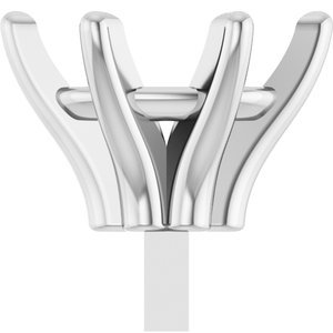 14K Witgoud 6.5x4.5 mm Ovaal 6-Prong Railed Zetkop met stift