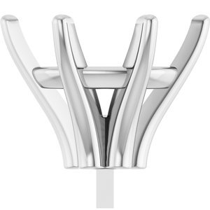 14K Witgoud 11x9 mm Ovaal 6-Prong Railed Zetkop met stift