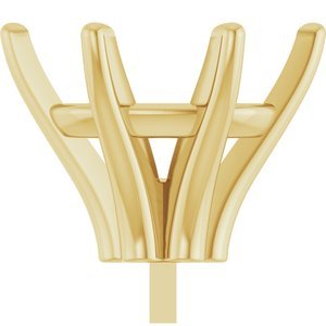14K Geelgoud 11x9 mm Ovaal 6-Prong Railed Zetkop met stift