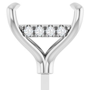 14K Witgoud 8x8 mm Princess 1/8 CTW Lab-grown Diamant Semi-Gezet Hidden Halo-stijl Zetkop met stift