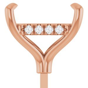 14K Roségoud 9 mm Princess 1/8 CTW Natuurlijke Diamant Semi-Gezet Hidden Halo-stijl Zetkop met stift