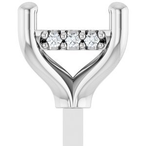 14K Witgoud 4.5 mm Princess .03 CTW Natuurlijke Diamant Semi-Gezet Zetkop met stift