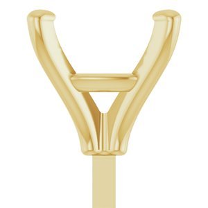 14K Geelgoud 7x7 mm Cushion 4-Prong Zetkop met stift