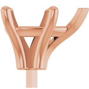 14K Roségoud 11x7 mm Peer 5-Prong V-End Zetkop met stift