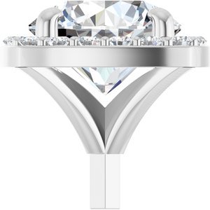 14K Witgoud 7.4 mm Rond 1/6 CTW Natuurlijke Diamant Semi-Gezet Zetkop met stift - Afbeelding 5
