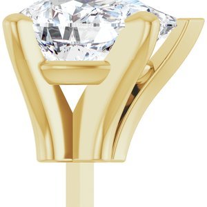 14K Geelgoud 10x7 mm Peer 5-Prong V-End Zetkop met stift - Afbeelding 5