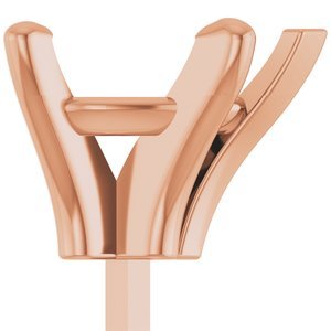 14K Roségoud 10x7 mm Peer 5-Prong V-End Zetkop met stift