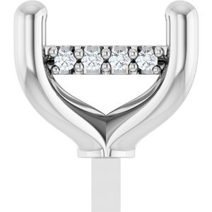 14K Witgoud 5 mm Princess .04 CTW Natuurlijke Diamant Semi-Gezet Zetkop met stift