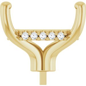 14K Geelgoud 11x9 mm Emerald 1/10 CTW Lab-grown Diamant Semi-Gezet Zetkop met stift