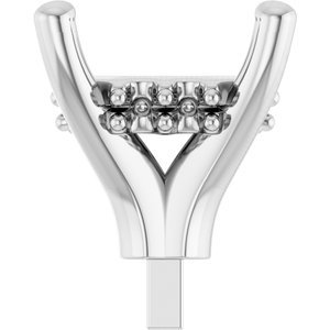 14K Witgoud 6x4 mm Emerald 4-Prong Hidden Halo Zetkop met stift