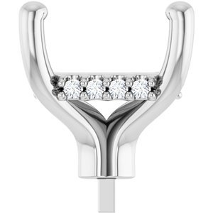 14K Witgoud 11x9 mm Emerald 1/8 CTW Natuurlijke Diamant Semi-Gezet Zetkop met stift