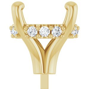 14K Geelgoud 8.2 mm Rond 1/10 CTW Natuurlijke Diamant Semi-Gezet Zetkop met stift