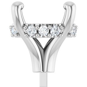 14K Witgoud 8.2 mm Rond 1/10 CTW Natuurlijke Diamant Semi-Gezet Zetkop met stift
