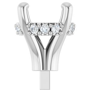 14K Witgoud 5.2 mm Rond .03 CTW Natuurlijke Diamant Semi-Gezet Zetkop met stift