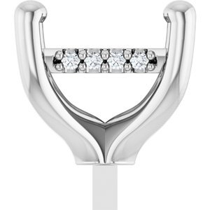 14K Witgoud 6 mm Princess .04 CTW Natuurlijke Diamant Semi-Gezet Zetkop met stift