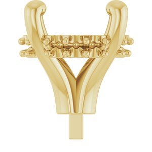 14K Geelgoud 7.4 mm Rond 4-Prong Hidden Halo-stijl Zetkop met stift