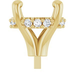 14K Geelgoud 7.4 mm Rond .08 CTW Natuurlijke Diamant Semi-Gezet Zetkop met stift
